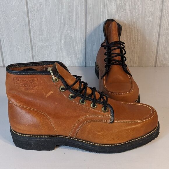 Golden Retriever Brown Leather Boots Neoprene Cushion Oil Resistant 10D NWT - Picture 1 of 13